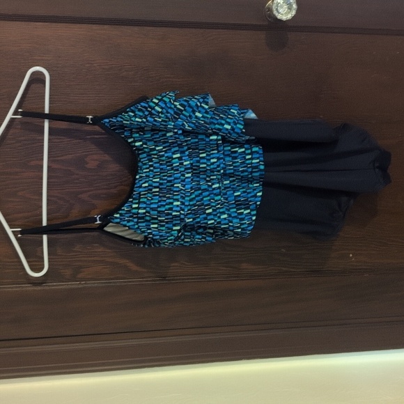 Maxine Of Hollywood Blue & Black Flattering One Piece Swimsuit Size 16 - Picture 6 of 8